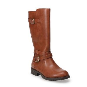NWT #15 Sonoma Goods For Life Kensleigh Girls' Cognac Riding Boots Size 5 Teens